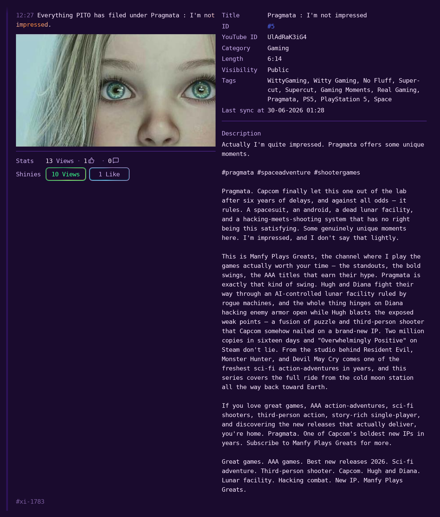 Game–video linkage on a card