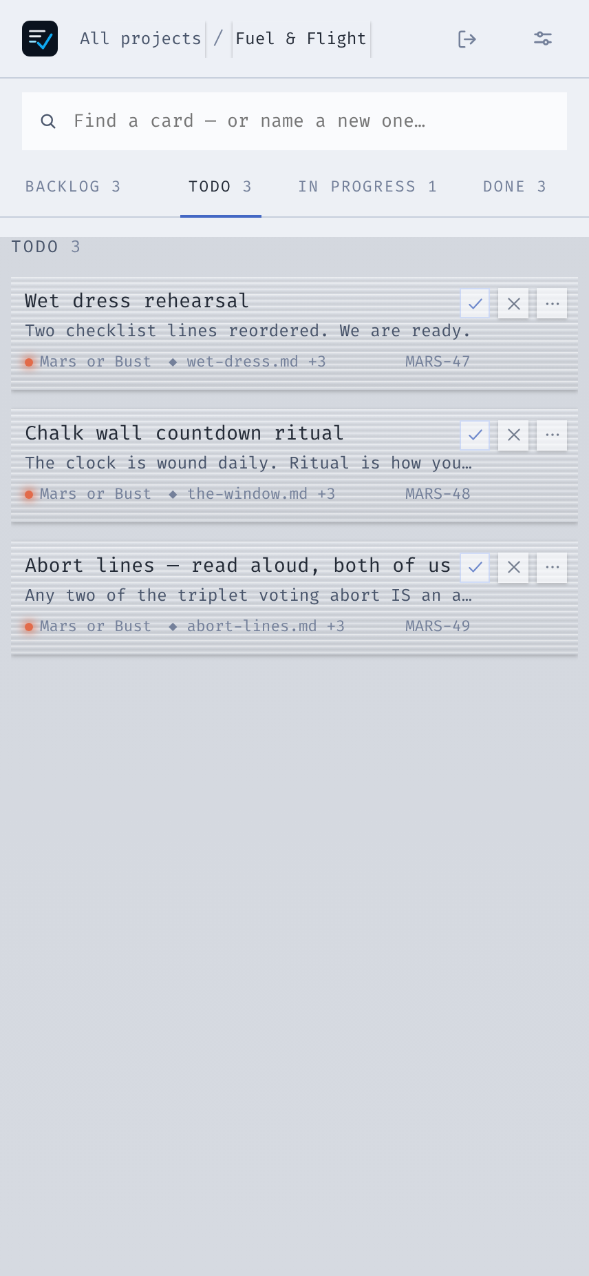The to-do Pages on the phone